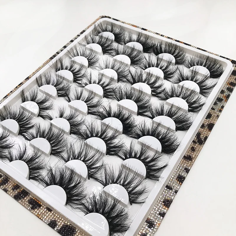 

Wholesale Factory Price Glitter Lash Tray 16 Pairs Lashes in Tray Fluffy 3D Mink Eyelashes Dramatic 25mm Mink Lashes