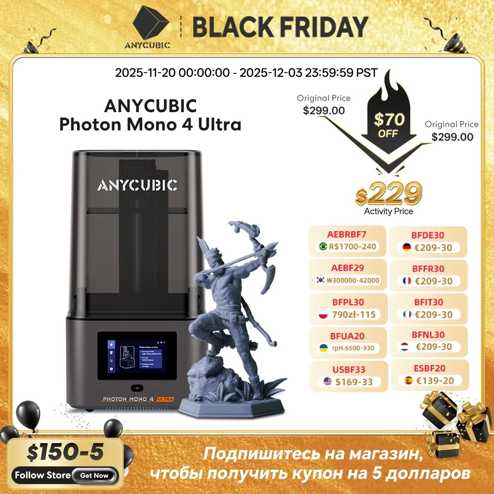 طابعة ANYCUBIC Photon Mono 4 Ultra ثلاثية الأبعاد 10K 7 بوصة شاشة عالية الوضوح UV الراتنج عالية السرعة ثلاثية الأبعاد حجم الطباعة 236 مم × 231 مم × 430 مم #1