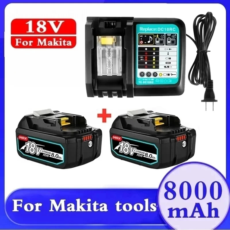 

Литий-ионный аккумулятор для Makita, 18 в, 8000 мАч, 8 Ач, BL1815, BL1850, BL1830, BL1860, LXT400