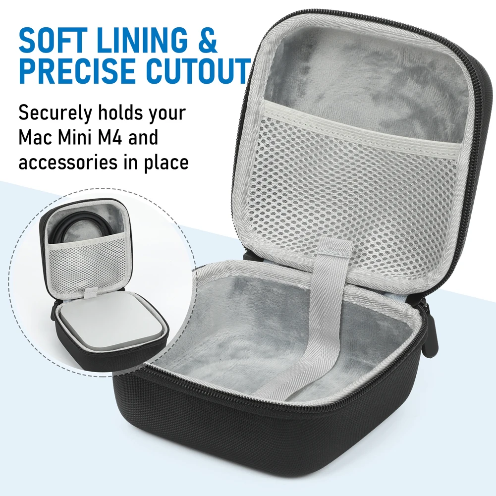 Для Apple Mini M4/M4 Pro чехол для хранения защитная дорожная сумка портативный чемодан противоударный с сетчатым карманом