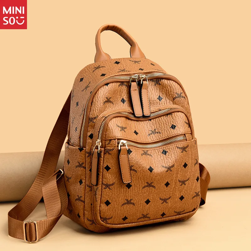 Mochila Miniso 2025 Mickey Mouse para mulheres, bolsa de viagem grande, mochila moderna e multifuncional