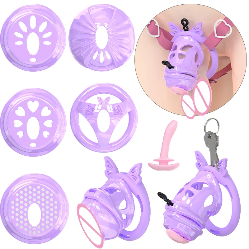 قفص عفة فايبر مع 4 حلقات سيليكون CB قفص القضيب لجهاز العفة الامتناع عن ممارسة الجنس ألعاب جنسية لعفة الإحليل للرجال 18