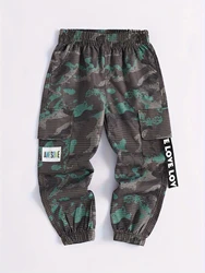 Boys' Casual Multi-Pocket Cargo Pants - Elastic Waistband, Loose Fit, Perfect for Outdoor & Casual, Comfort Fit for Kids