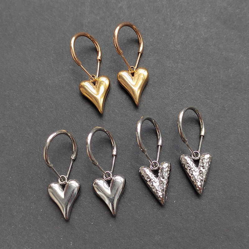 

Гладкие серьги-кольца из нержавеющей стали с сердечком для женщин и мужчин, подарок в стиле панк, крутые простые геометрические кулоны, круглые серьги, ювелирные изделия