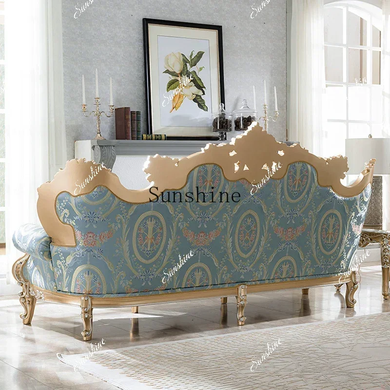 

High-end villa neoclassical carving court French luxury European fabric sofaP