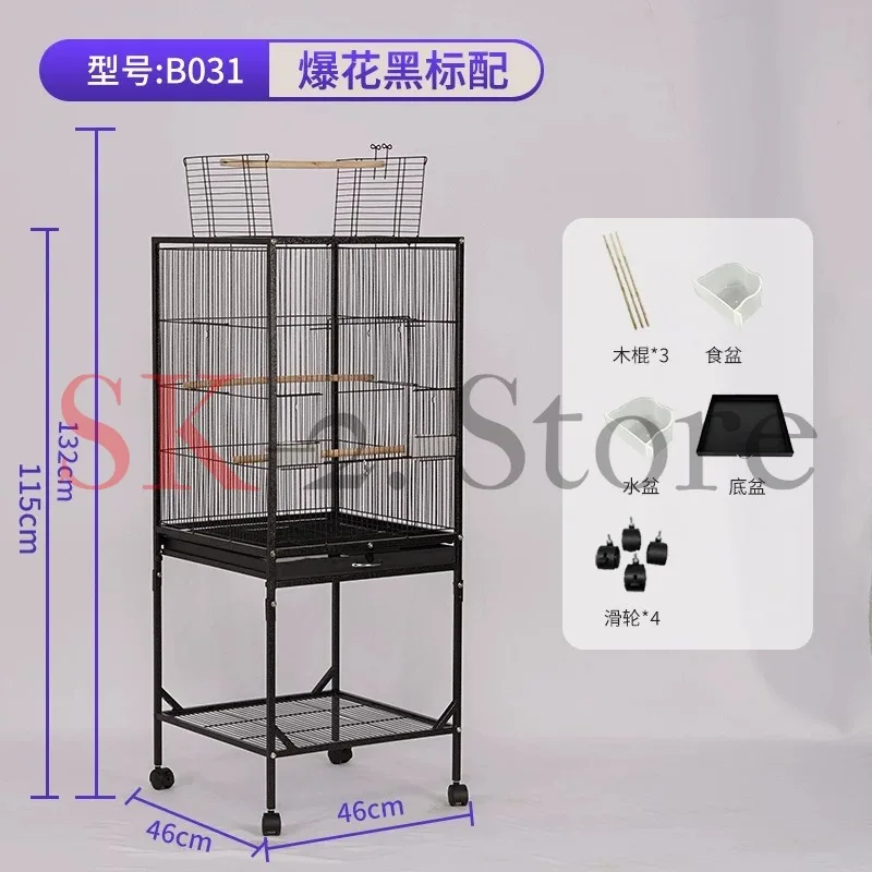 Large Outdoor Parrot Cage for Cockatiels Budgies Flight Aviary for Lovebirds Giant Bird House with Stand Iron Wire Finch Habitat