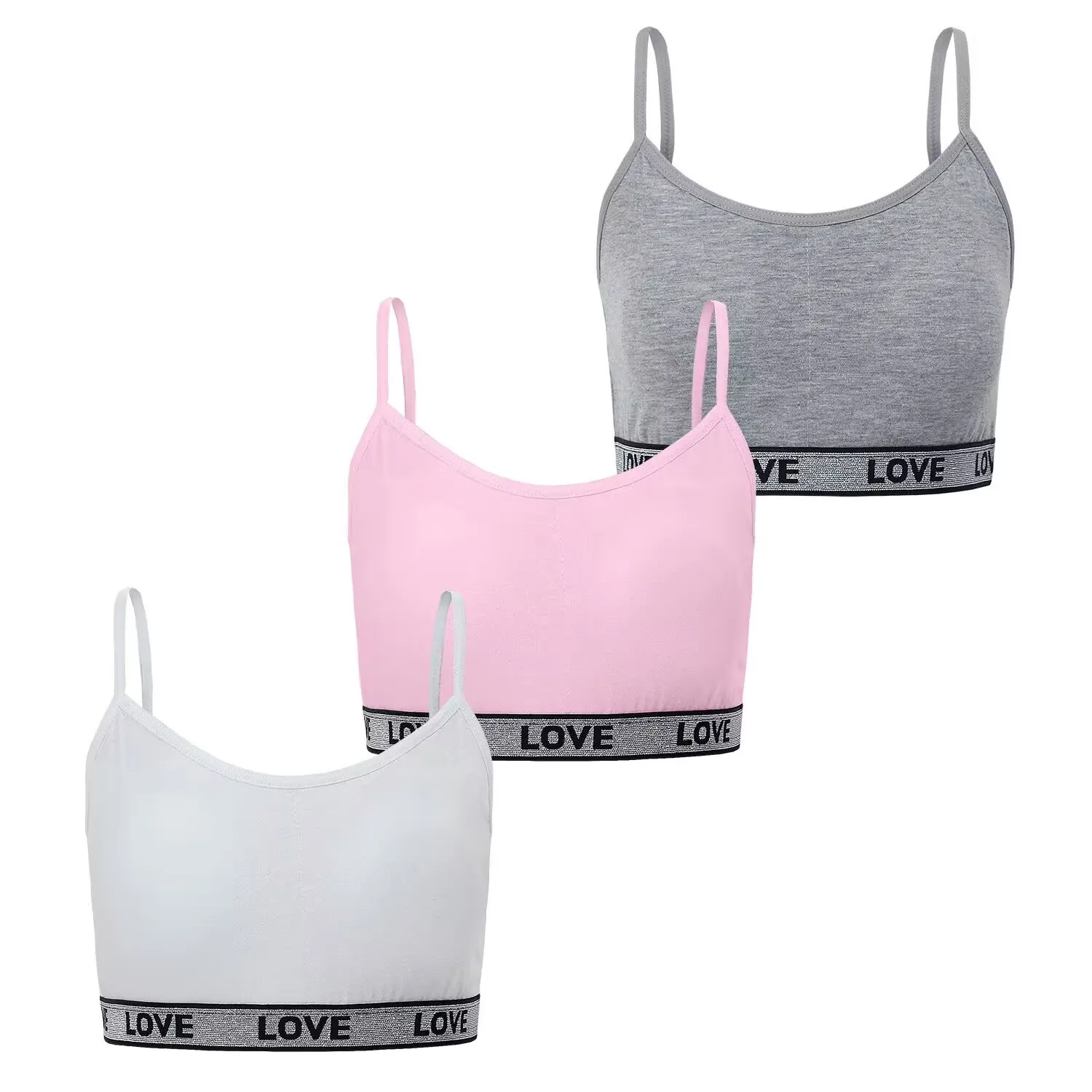 3PC/Lot Middle School Students Training Bra Letters Soft Young Children Sport Vest Tops Teenage Girls Teenager Underwears 8-16Y