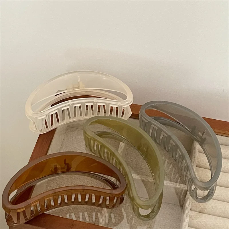 Женская новая большая заколка в стиле ретро с геометрическим рисунком в виде акулы, хвост для девочек, корейский хвост, простая акриловая прозрачная заколка для волос