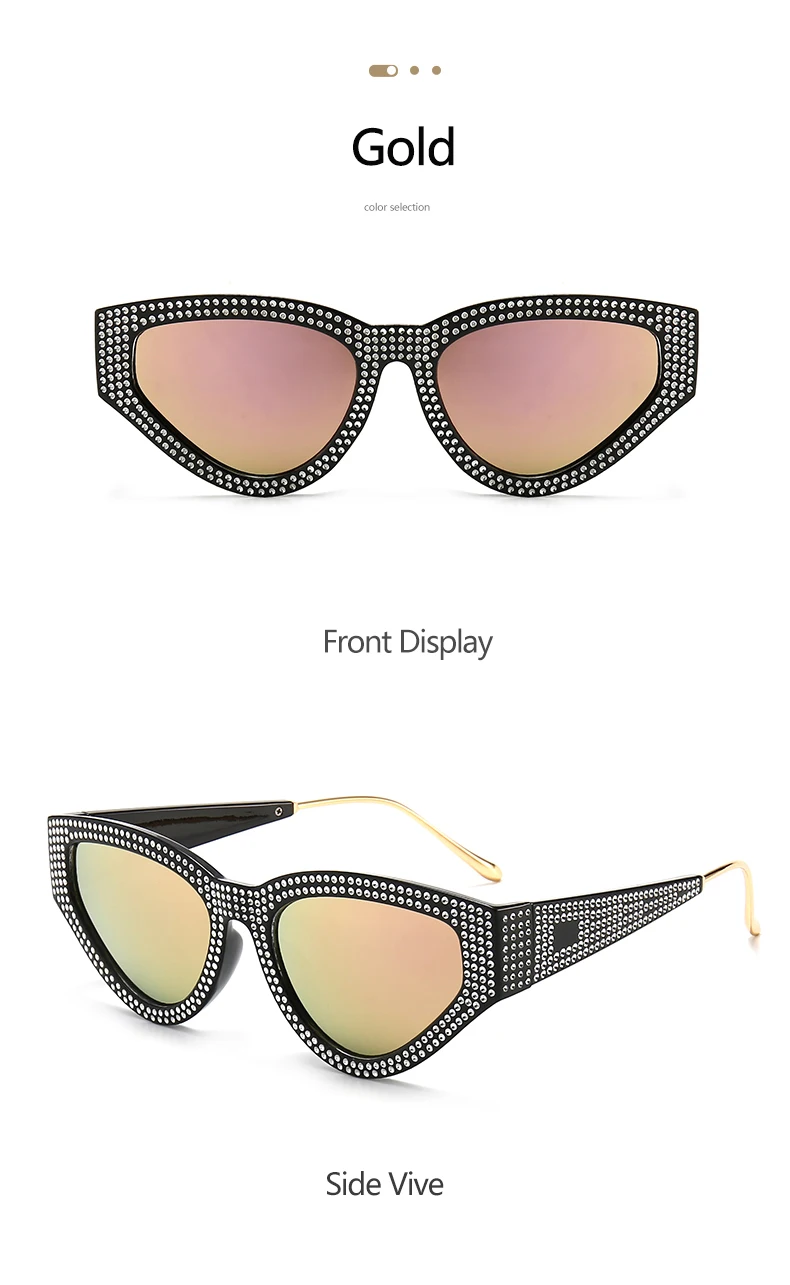 Stilvolle Voll-Diamant Katzenaugen-Sonnenbrille für Damen Unisex Internet-Berühmtheit Streetstyle-Brille 5127 – Detail 14