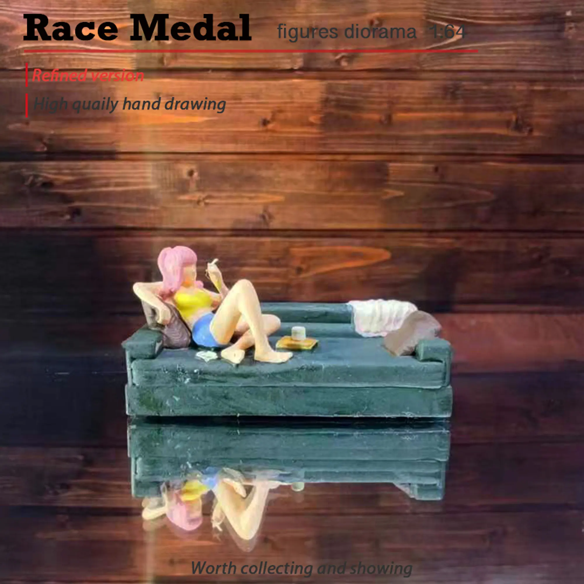 

RACE MEDAL Model 1/64 scale home smoking sofa girl Miniatures indoor scene figures