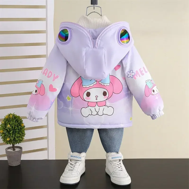 Sweet My Melody Anime Sanrio Ins Kawaii Mode Warmer Mantel Niedlicher Cartoon Ins Mode Langarm Jacke Kleidung Geschenke für Kinder