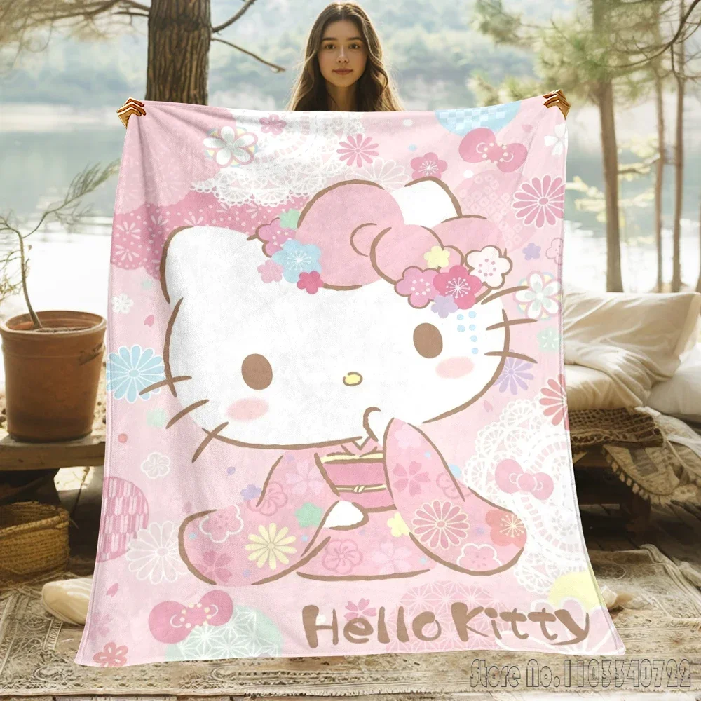 Sanurgente Kuromi Melody Hello Kitty Blanket, Couvertures fines, Utilisé pour canapés, lits, salons, pique-niques de voyage, cadeaux