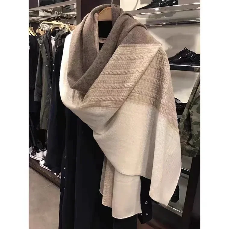 

Winter Scarf for Women Cashmere Warm Pashmina Blanket Wraps Female Soft Wear Bufanda Spliced Shawl Long Poncho Echarpe T728