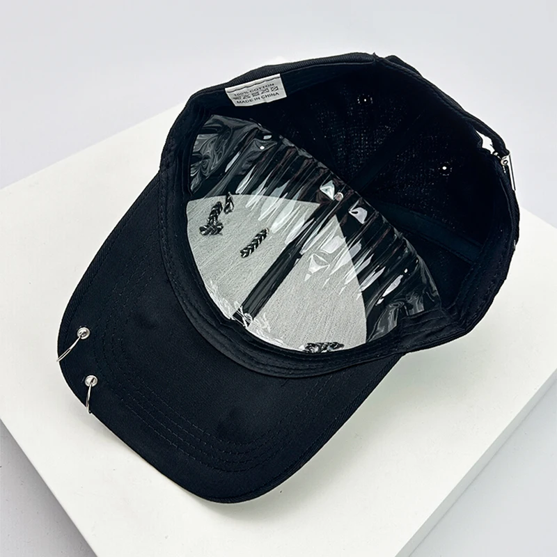 Chapéus de beisebol bordados para homens e mulheres, anéis e correntes de ferro, sombrinha respirável, bonés snapback, hip hop, versátil, moda