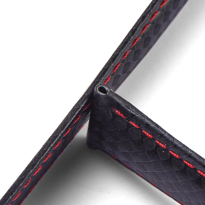 Carbon fiber texture genuine leather bottom watchband For Tag-heuer men's black with red line strap 20 22mm with folding buckle