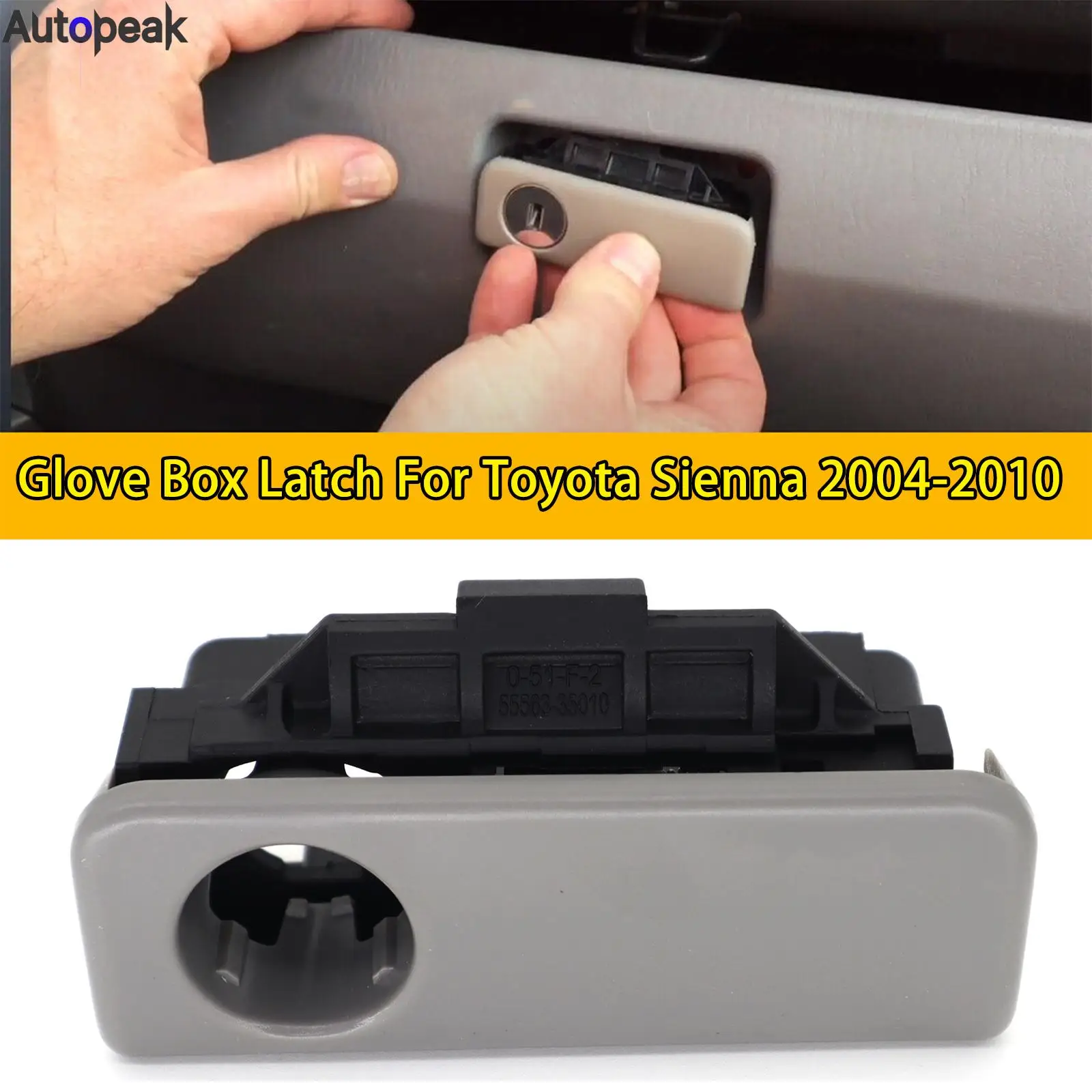 

For Toyota Sienna 2004 2005 2006 2007 2008 2009 2010 Glove Box Lock Latch Lid Compartment Handle Gray 55506AE010 Car Replacement