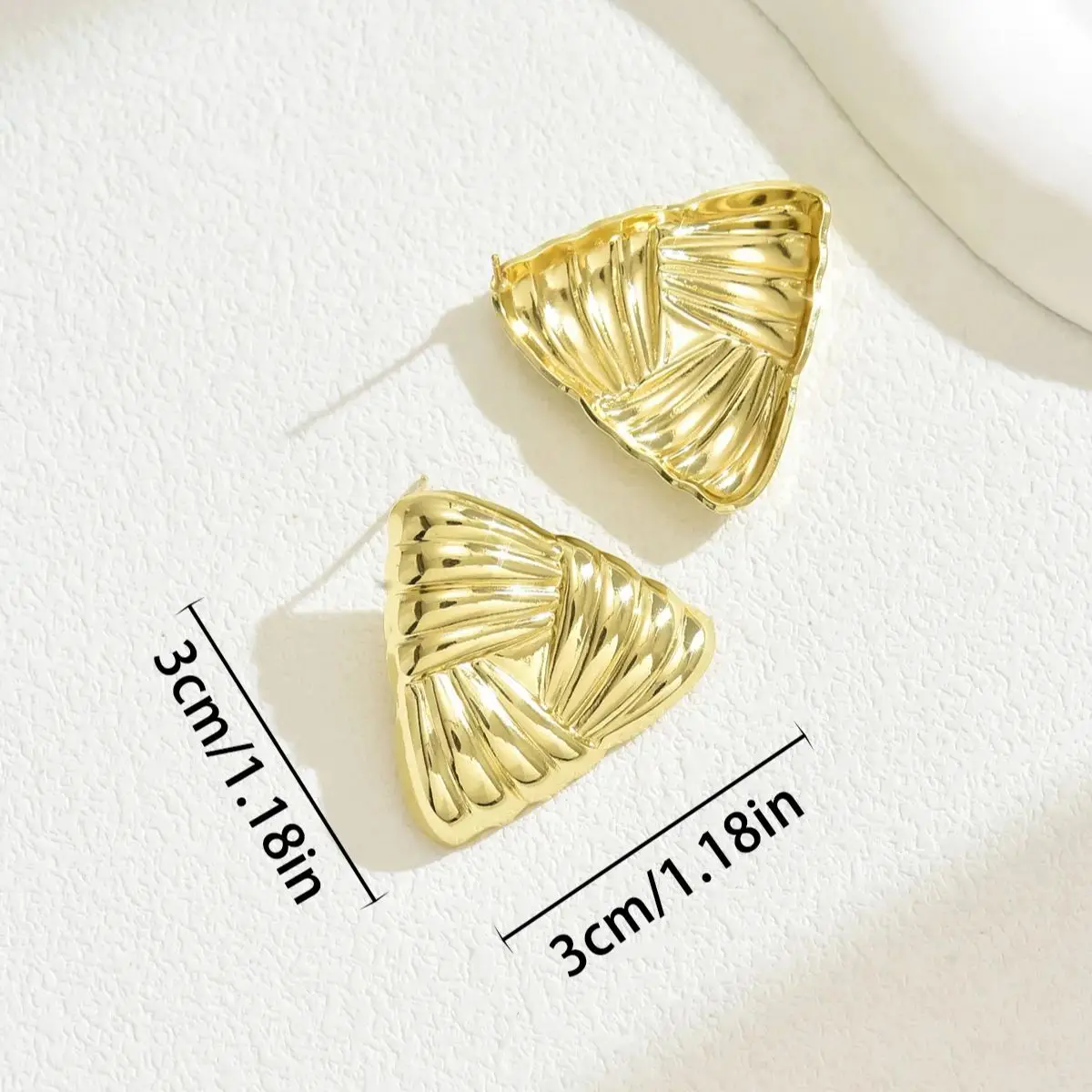 Fashion Geometric Flower Metal Stud Earrings Triangle Gold Color Big Stud Earrings New Trendy Temperament Jewelry Girl Gift image 6