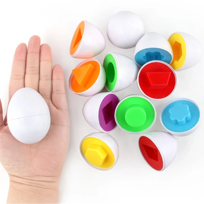 6/12PCS Infant Matching Eggs Montessori Educational Toys For Children Color Shape Recognize Toddler Intelligent Learning Puzzle