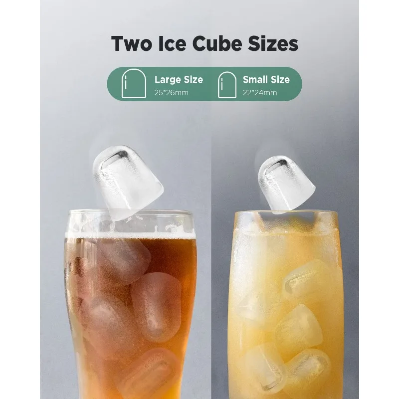 เคาน์เตอร์เครื่องทําน้ําแข็ง Silonn, 9 ก้อนพร้อมใน 6 นาที, 26 ปอนด์ใน 24 ชม., เครื่องทําน้ําแข็งทําความสะอาดตัวเองพร้อมที่ตักน้ําแข็งและตะกร้า