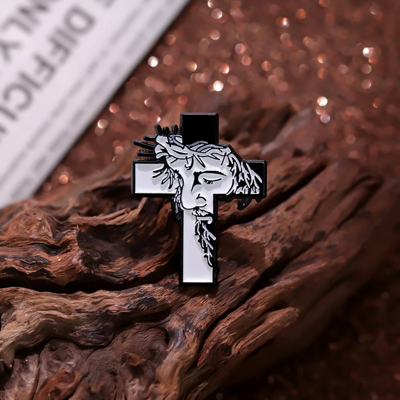 Pin Club | Zwart Wit Punk Custom Broches Jesus Cross Trouw Creatieve Legering Hoed Versiering Sieraden Geschenken Voor Vrienden