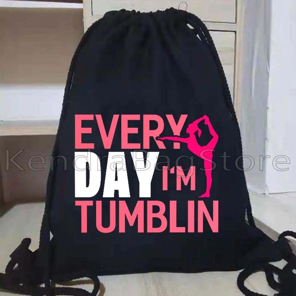 ศิลปะจังหวะ Tumbling ยิมนาสติก Acrobatics นักกายกรรมสาวปรับโยคะเต้นรํากระเป๋าเป้สะพายหลังกีฬากระสอบ String Bag