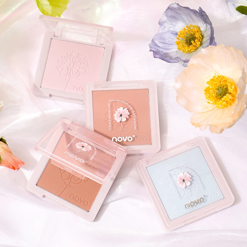 Peachy Pink Soft Matte Face Blush Long-wear Baby Blue Blusher Smooth Shading Powder Neutral Cheek Makeup Korean Style Cosmetics