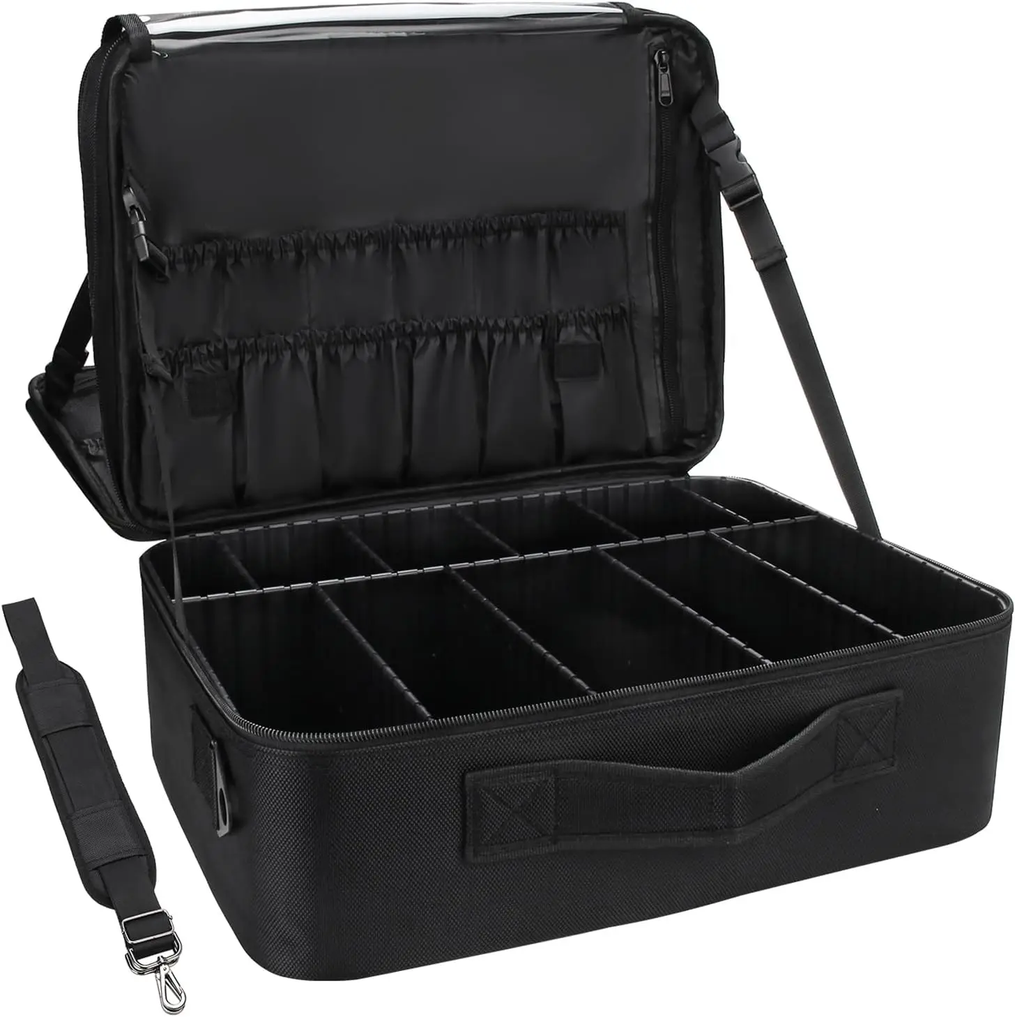 

Extra Large Waterproof Makeup Bag with Adjustable Dividers, Travel Organizer for Cosmetics and Brushes