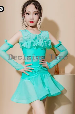 Pakaian Latihan Anak-anak Tari Latin Baru Musim Panas 2025 Pakaian Pertunjukan Tari Kasa Anak-anak Setelan Split Modis Manis