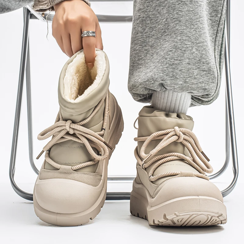 

Men's Winter Boots Warm Waterproof Non-Slip Plush Sneakers Shoes - Winter Slippers Male Tenis Boots