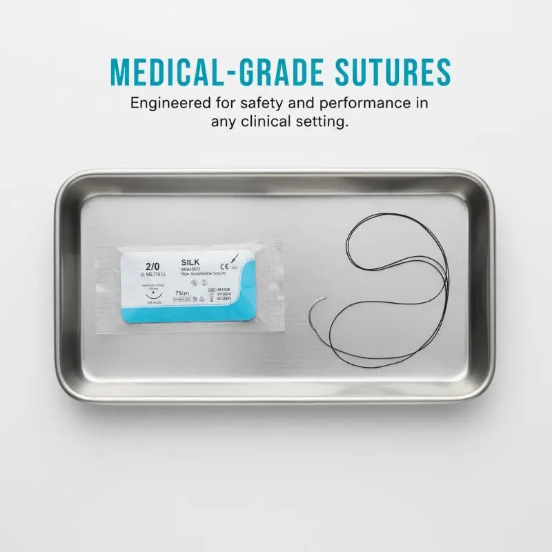 Kit de 12 aiguilles chirurgicales dentaires professionnelles avec fil de soie pour la pratique médicale et l'enseignement