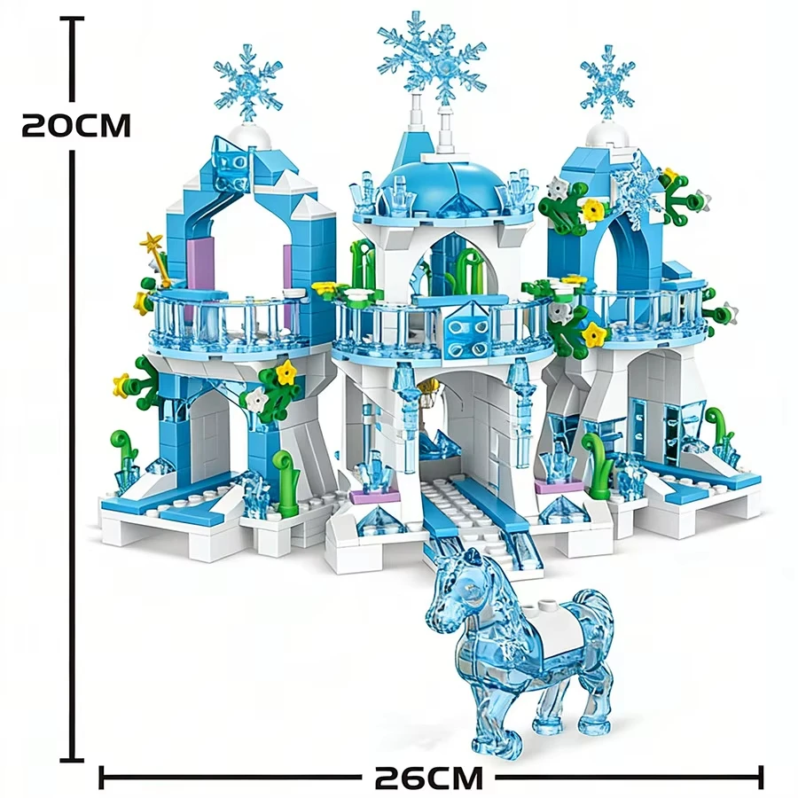504 PCS MOC Dreamy Ice Villa Snow Castle Building Blocks Set Toys, DIY Princess Scene Decor, Girl Toy Gift For Girls - view 6