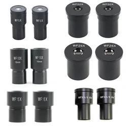 2pcs/set Biological Microscope Eyepieces WF5X WF10X WF16X WF20X WF25X WF30X Accessory Wide Field Wide Angle Lens 23.2mm Diameter