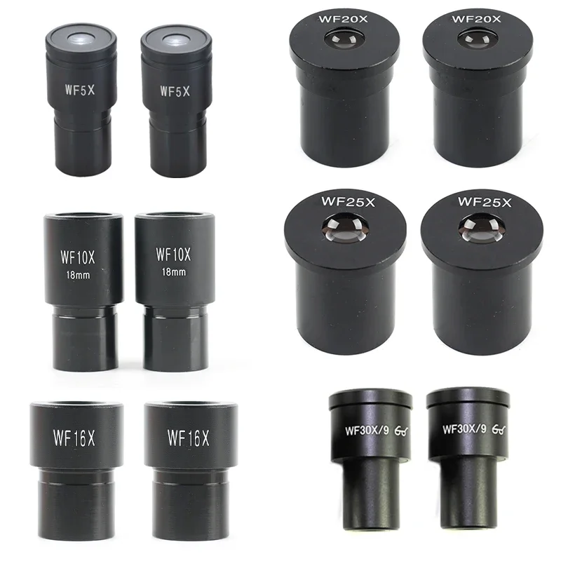 2 sztuk/zestaw okulary mikroskopu biologicznego WF5X WF10X WF16X WF20X WF25X WF30X akcesoria szerokokątny obiektyw o średnicy 23,2mm