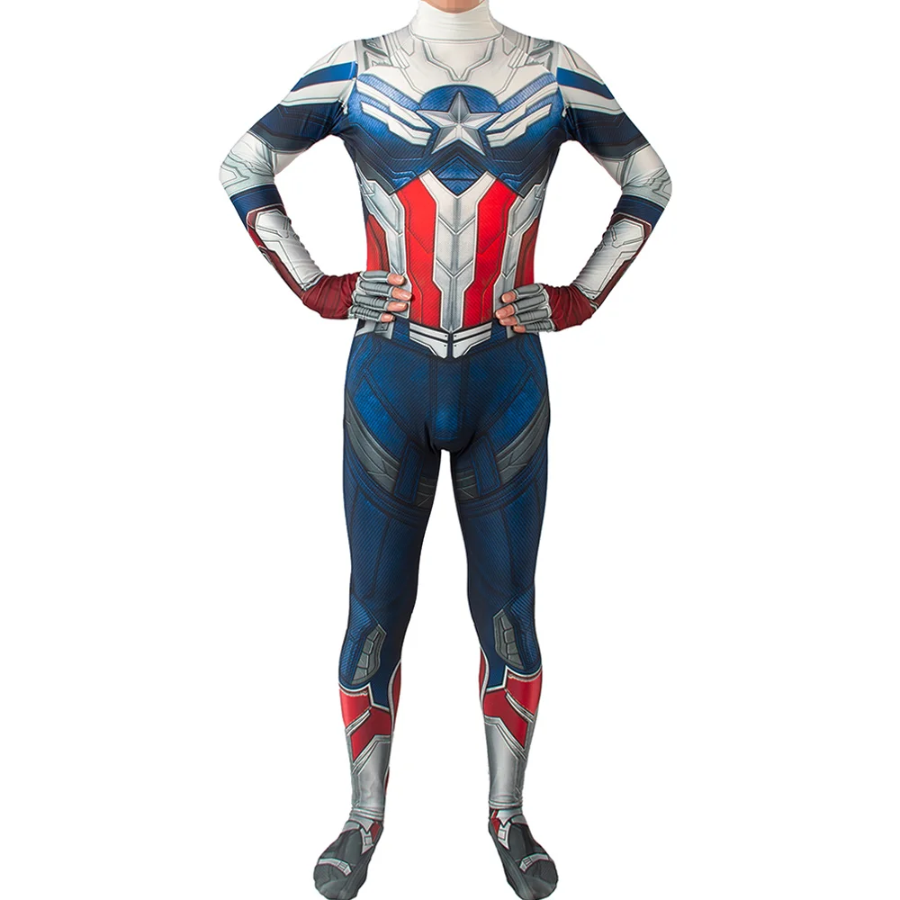 Super-herói o falcon e o soldado de inverno cosplay traje capitão américa zentai bodysuits elastano aranha traje de halloween