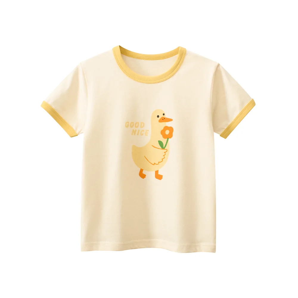 

1-9T Summer Cotton Girls T Shirt Toddler Kid Tshirt Baby Girl Clothes Short Sleeve Duck Print Top Infant Cute Sweet Tee Outfit