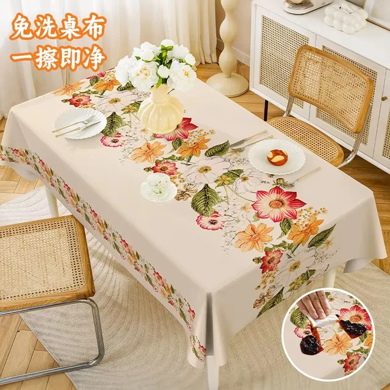 Pastoral Printed Table Cover, Waterproof Oilproof Decor for Dining & Coffee Table