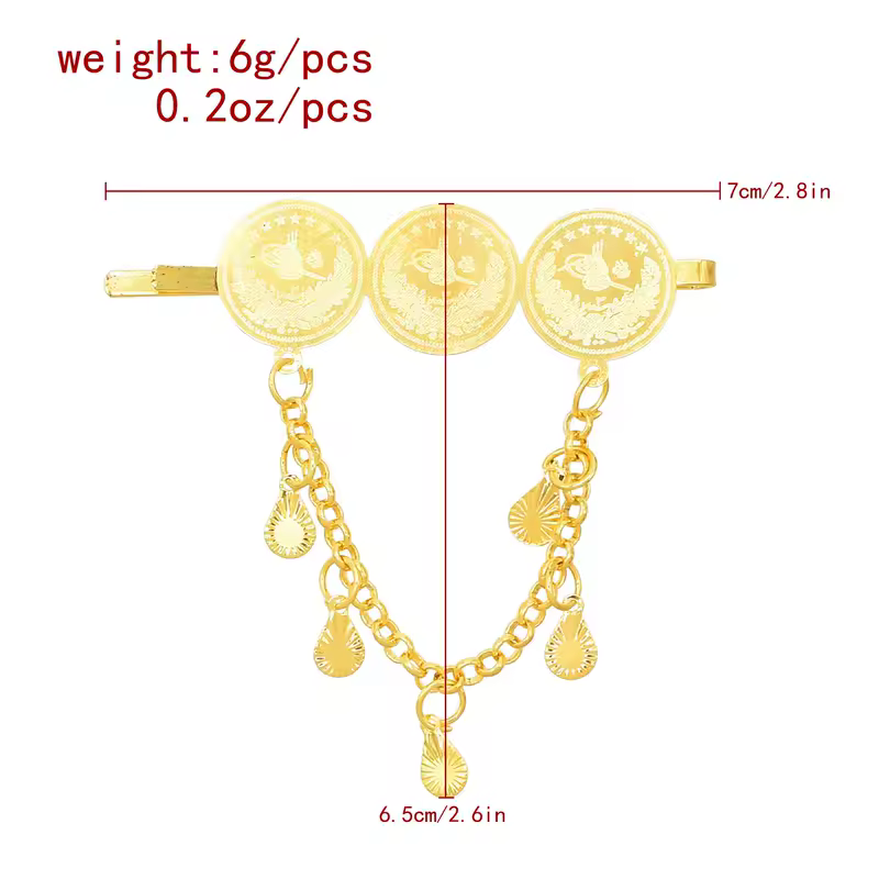 Ladies Metal Tassel Hair Clip Middle East India Style Coin Hair Accessories Bohemian Wedding Party Hairpins - Image 6