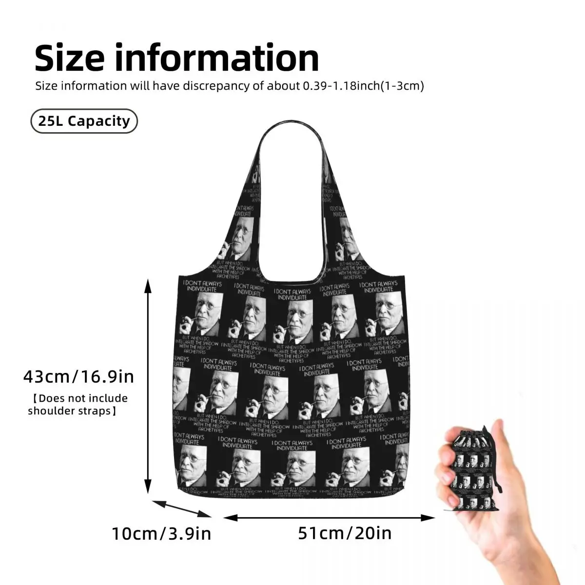 Carl Jung - Individuate 2 Shopping Tote Bag Canvas Large Capacity Shoulder Bags Shopper Grocery Handbag for Women