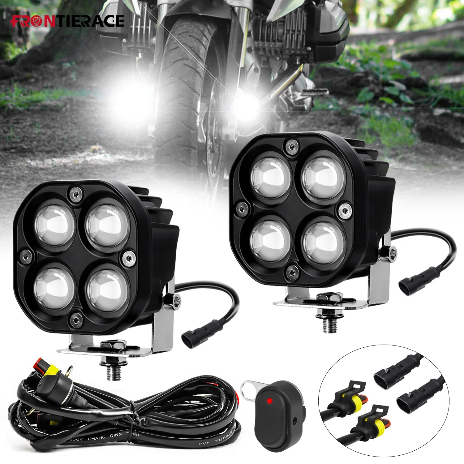 Motorcycle LED Auxiliary Headlight High Led Lighthouse 3000k/6000k 120W 6000K for ATV Truck Dirt Bike SUV UTV