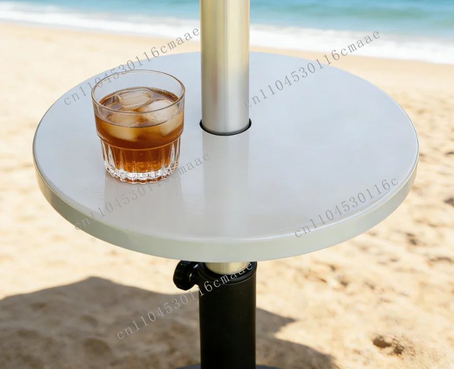 14.5 Portable Umbrella Table Terrace Pool Beverage Shelf White Plastic Round Outdoor Beach Umbrella Tray Table