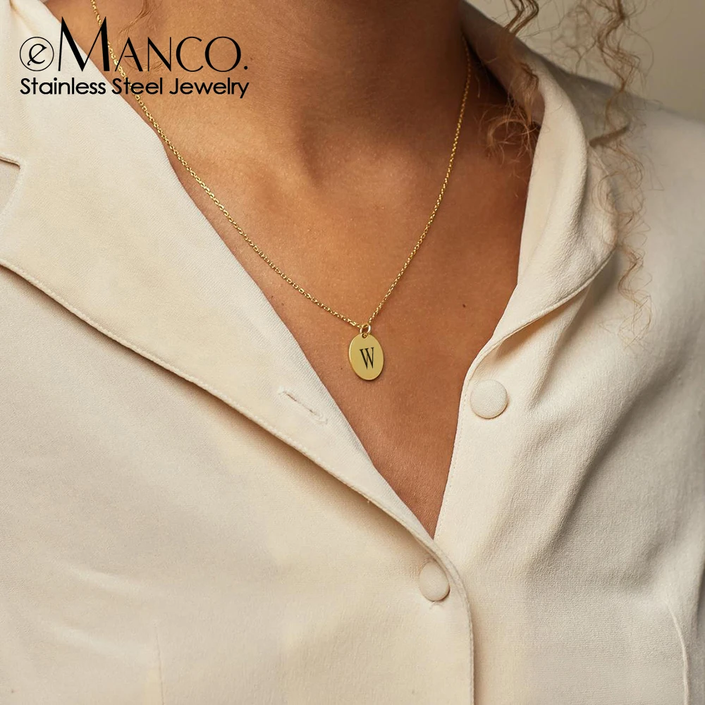 EMANCO Laser Engrave Letter Necklaces Stainless Steel FOR Women Accessories Birthday Jewelry Factory Direct Sales