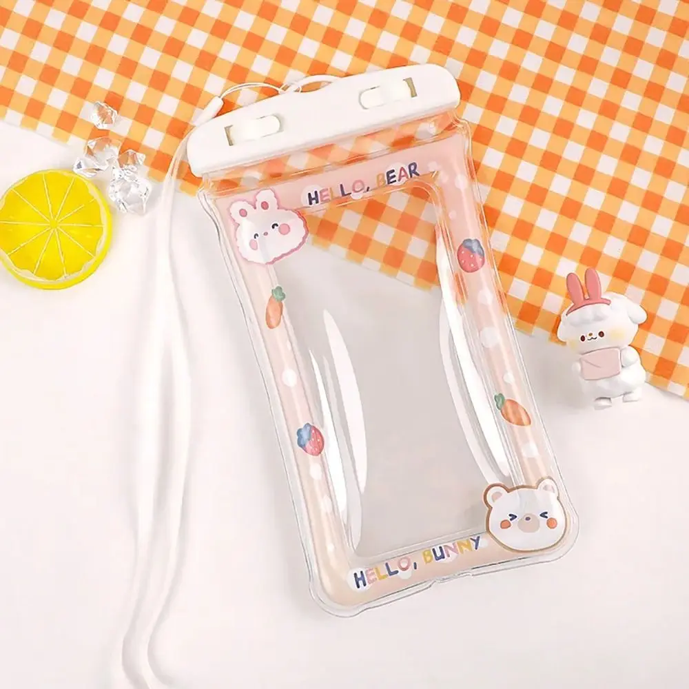 1 قطعة جديد الكرتون الأرنب مقاوم للماء جراب هاتف كيس هوائي للصدمات حقيبة هاتف معلقة مع حزام الحبل غطاء هاتف عالمي