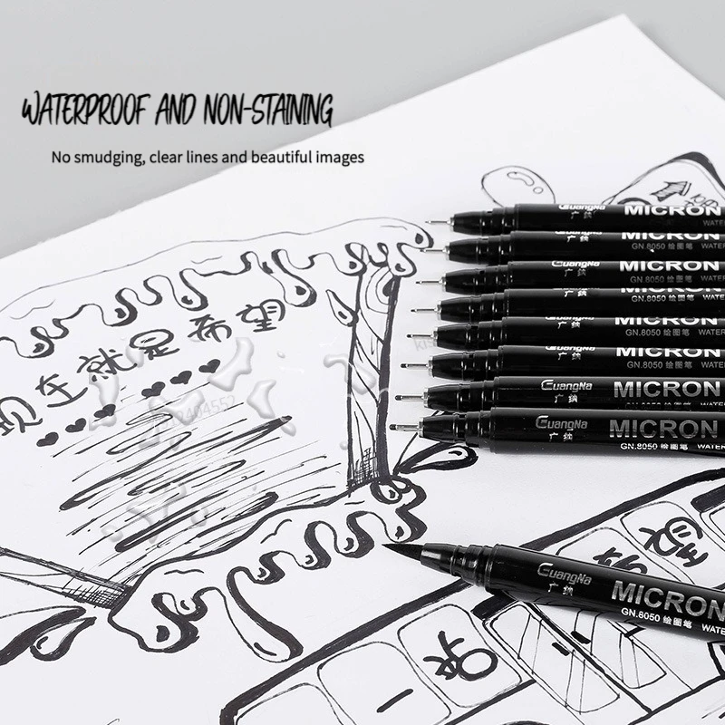 6/9/12/15pcs กันน้ําการประดิษฐ์ตัวอักษร Hook Line ปากกา Fade PROOF ไมครอนปากกา Fine Liner ตัวอักษร Art MARKER ปากกา Sketch อุปกรณ์