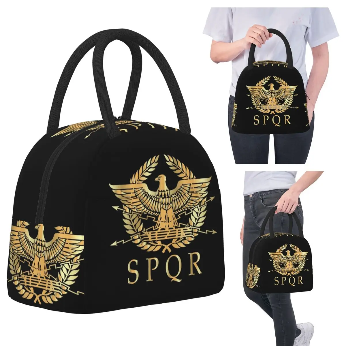 

SPQR- Roman Empire Standard Shield Insulated Lunch Bag for Women Cooler Thermal Food Box Tote Portable Lunch Boxes Container