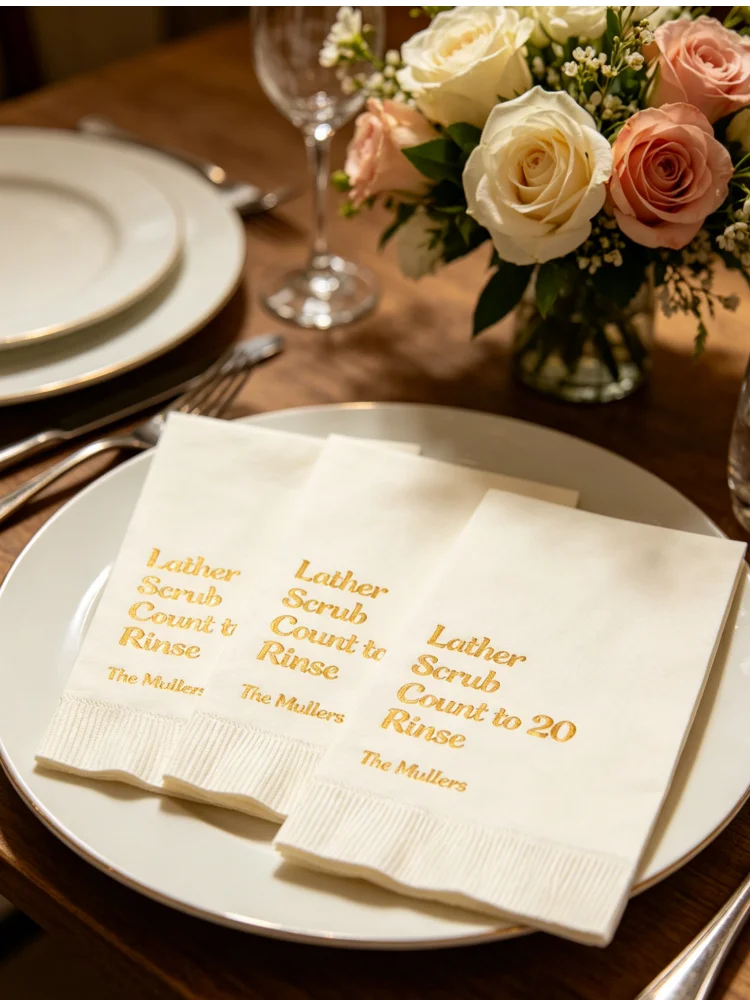 Personalized Paper Guest Towels 100 Pack Bathroom Hand Towels Lather Scrub Rinse Printed Disposable Guest Napkins Multi Color