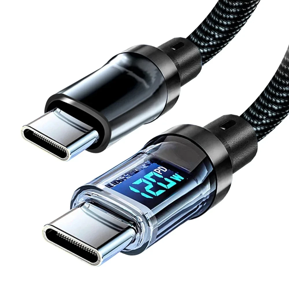 NNBILI 1-3 Stück 120W C-zu-C- und A-zu-C-Kabel, Superschnelles Ladekabel mit LED-Anzeige, Datenkabel für Huawei, OPPO, VIVO