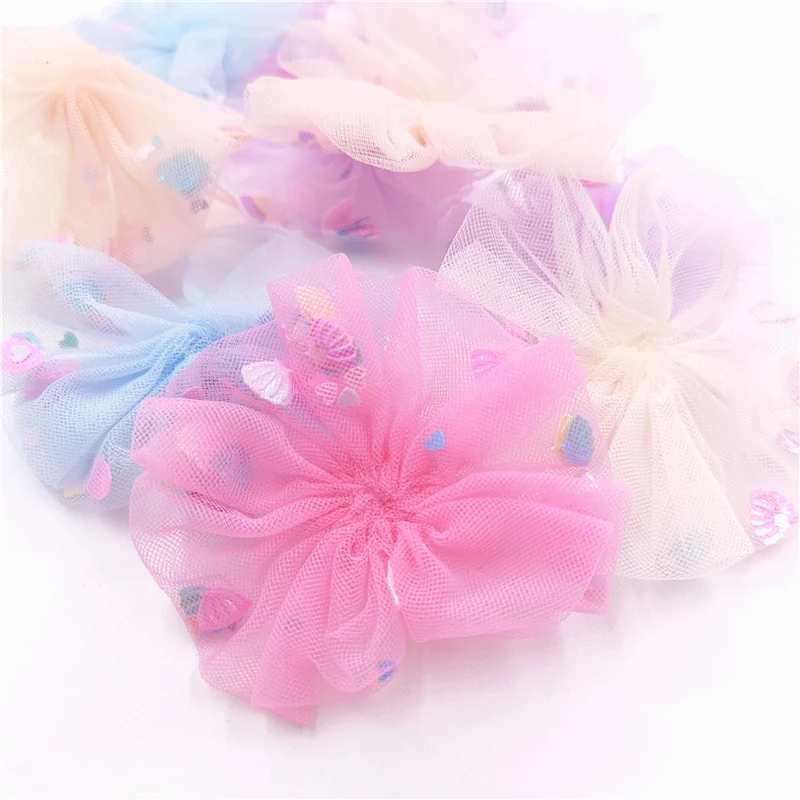 30Pcs Mesh Flower Applique per fai da te Baby Hair Clip Hat Headwear artigianato patch Decor Ornament accessori di abbigliamento