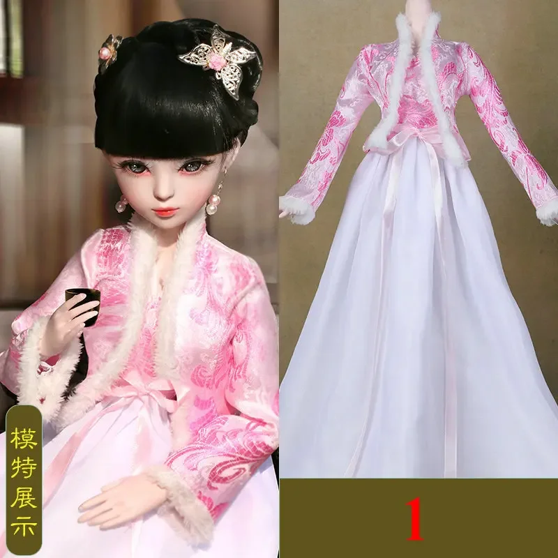 60CM BJD Doll Clohtes Chinese Hanfu Clothing Ancient Doll Dress for Dolls 1/3 Doll Accessories