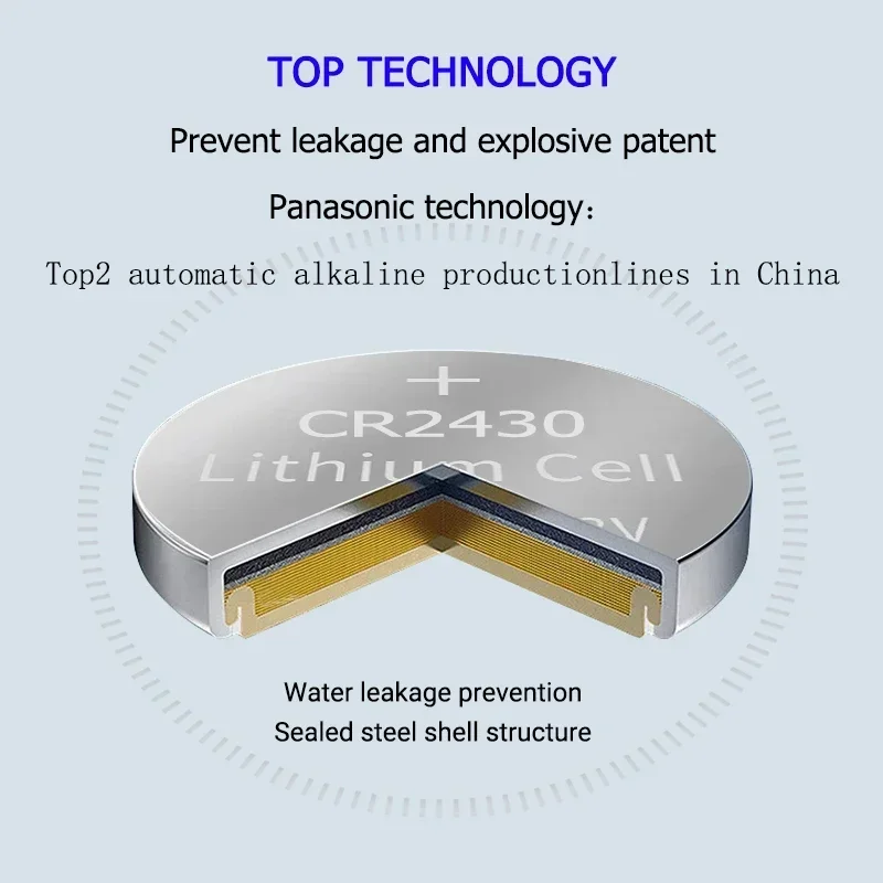 2-100PCS CR2430 3V Lithium Battery Button Coin Batteries 285mAh Capacity Electronic Batteries for Watch Clock Toys Remote