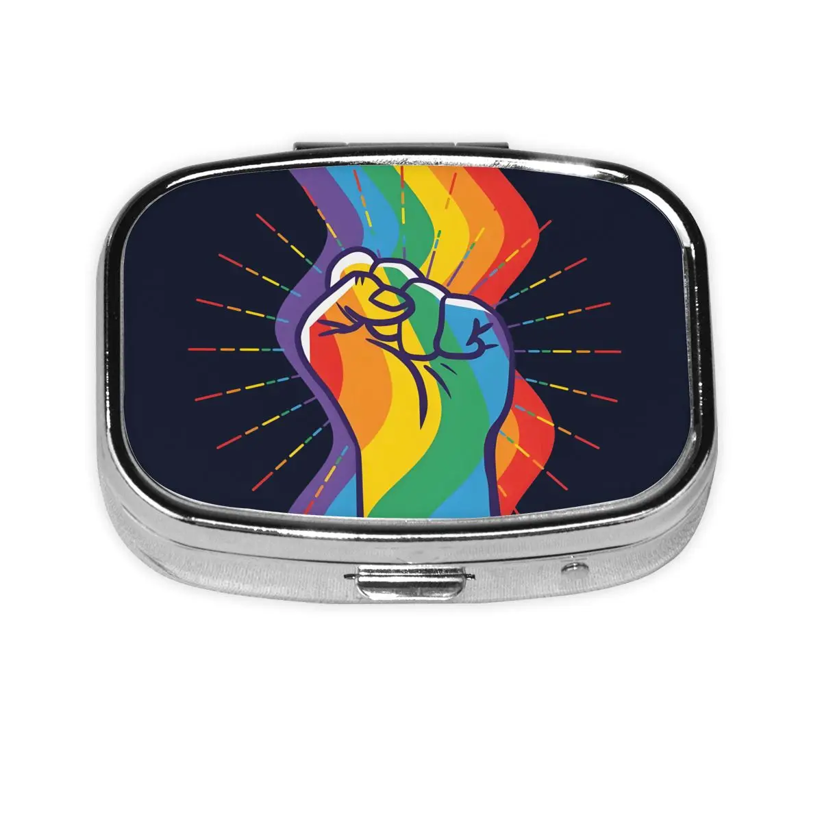 

Квадратная коробка для таблеток Gay Pride ЛГБТ, 2-компонентный диспенсер для таблеток, портативный дорожный контейнер для хранения лекарств в потерю полоску